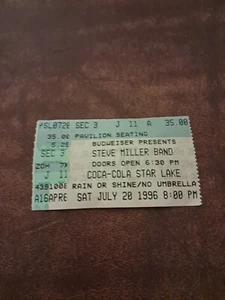 Steve Miller Band Konzert Ticket Stub Coca Cola Star Lake Budweiser 20.07.1996 - Bild 1 von 3