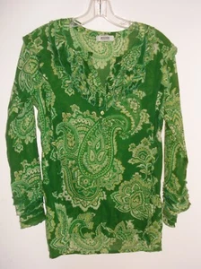 MOSCHINO Green LG PAISLEY Shirt Top Gauzy Tunic size 6  S Cheap & Chic COVER UP - Picture 1 of 3