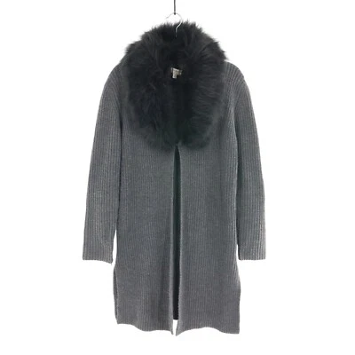 Umgee Faux Fur Duster Cardigan Women M Gray Statement Mob Wife Transitional Boho - Image 1 of 4