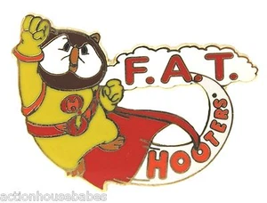 HOOTERS STAFF  F. A. T.  LAPEL PIN - FUN! ATTITUDE! TEAMWORK!-- SUPERHERO HOOTIE - Picture 1 of 5