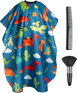 Kids Hairdressing Gown Barbers Cape, Green Dinosaur Cutting Gowns with Neck Dust - Picture 1 of 9
