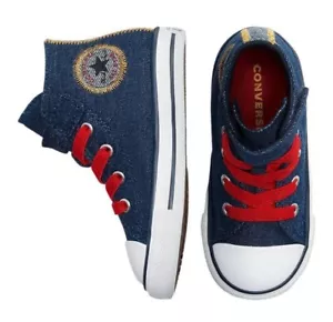 CONVERSE Chuck Taylor High Tops Denim Size US 8 UK 8 EU 24 15cm Toddler NEW - Picture 1 of 13