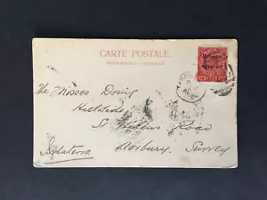 More details for gibraltar 1904 morocco agencies overprint on 10c postcard to surrey gb