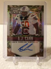 A. J. Cann Panini Draft Picks Auto RC Camo Prizm /199 South Carolina Gamecocks