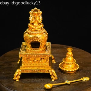 1set 21cm Copper gilding fire incense burner Smoke furnace Friction furnace - Picture 1 of 9