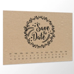 10 x Save the Date Karte Boho kraft schwarz - Hochzeit Vorankündigung Postkarte - Bild 1 von 2