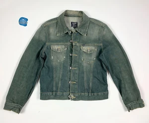 Gas jacket jeans giacca denim vintage destroyed M grigio uomo donna usato T8910 - Picture 1 of 9