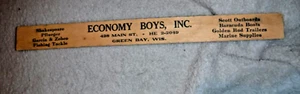 1961 ECONOMY BOYS INC GREEN BAY WI PHONE HE 2-2049 VINTAGE WOODEN FISHING RULER - Picture 1 of 2