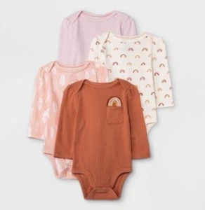Cloud Island Baby Girls Size 0-3 Months 4pk Short Sleeve Earth & Sky Bodysuits. - Picture 1 of 4