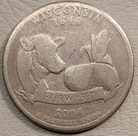 2004 P Wisconsin Quarter - " COW MISSING FACE " Error - ID49527 Cover