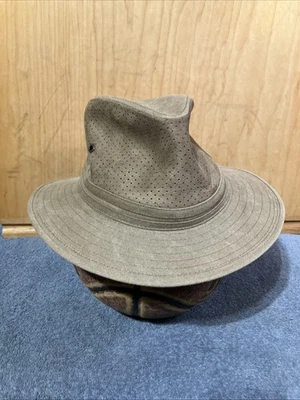Шляпа-федора мужская Stetson XL сафари хлопок холщовая сетка вентилируемый солнцезащитный козырек 7 5/8 - Изображение 1 из 4