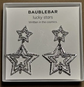 Kugel Stab Silber Glück Sterne durchbohrt Ohrhänger Neu in Box - Bild 1 von 8