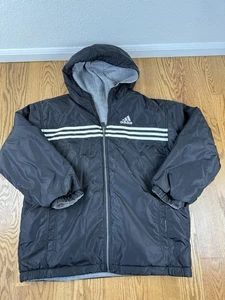 Vintage Y2K Adidas Reversible Full Zip Jacket 90z XL Stripes Bomber Hooded READ - Picture 1 of 11