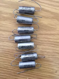 7 NOS SPRAGUE .47uF/200Vdc MFD CONDENSATORE ASSIALE 118P47492S2 ERMETICO METALLIZZATO - Foto 1 di 2