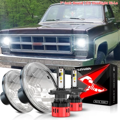 2PCS 7" INCH Round LED Headlight High/Low Beam For Oldsmobile Cutlass Supreme - Image 1 of 4