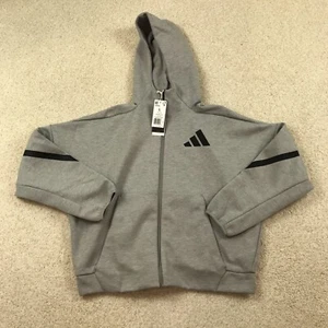 Adidas ZNE Hoodie Womens Large Full Zip New Gray JD9593 - Picture 1 of 7