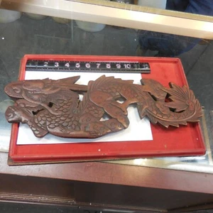 Vintage Hand Carved Dragon Wooden Asian Ornate Sculpture Wall Decor 17” #op/hp - Picture 1 of 8