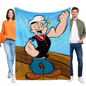 Coperta di flanella Popeye il marinaio divano letto regalo compleanno accogliente leggera - Foto 1 di 11