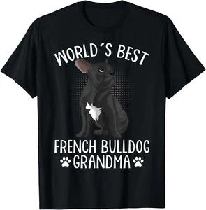 World´s Best French Bulldog Grandma Funny Frenchie Dog Lover T Shirt - Picture 1 of 4