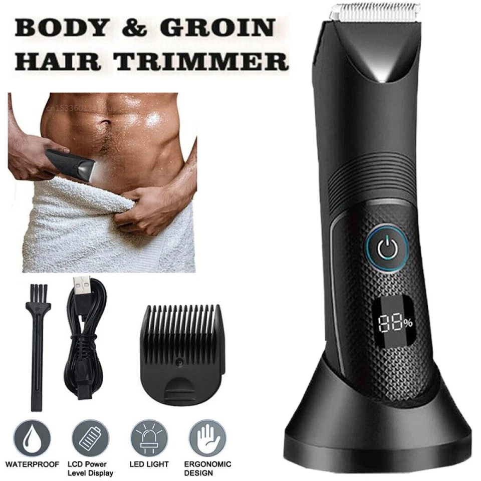 Men Pubic Hair Trimmer Electric Groin & Body Hair Shaver for Balls, Body Hair