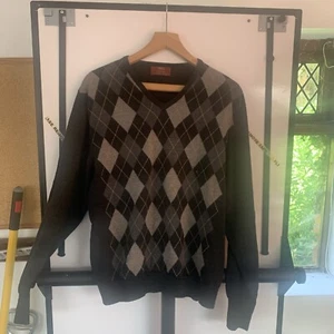 Merinowolle Pullover Marks & Spencer Pulli V-Ausschnitt Argyle Herren Medium Pulli - Bild 1 von 15