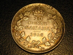 1918 Canadian Dime AU #4 - Picture 1 of 4