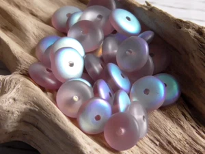 30 - 6x2mm CZECH MATTE FROSTED PALE PURPLE AB HEISHI DISC RONDELLE GLASS BEADS - Picture 1 of 3