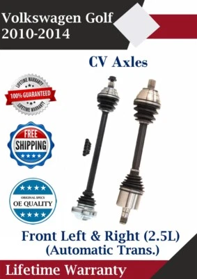 Front CV Axles For 2010-2014 Volkswagen Golf Automatic Trans. Lifetime Warranty - Image 1 of 4