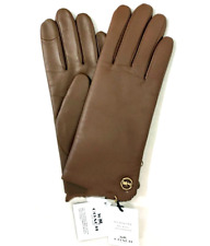 Coach Size 6.5 Women's Saddle 100 Soft Leather Wool Lined Tech Gloves