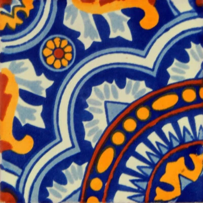 Mexican Tile Folk Art Handmade Talavera Backsplash Handpainted Mosaic # C117 - Image 1 of 2