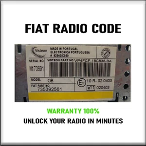 UNLOCK RADIO CODES FIAT ALFA LANCIA BOSCH BLAUPUNKT VISTEON 10 PIN SERVICE - Picture 1 of 6