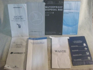 Lot of 8 different- AIR SICKNESS or WASTE DISPOSAL BAGS  Barf bag Airlines - Picture 1 of 5