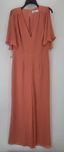 Ali & Jay Jumpsuit Womens XL Peach Orange Slit Sleeve Flowy Wide Leg NWT - Picture 1 of 9