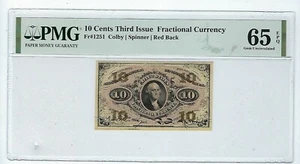 U.S. 1864-69 10 CENTS FRACTIONAL CURRENCY FR-1251 CERTIFIED PMG "65 EPQ" - Picture 1 of 2
