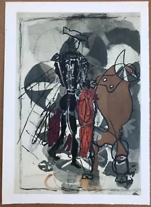 GEORGES BRAQUE LITHOGRAPHIE TORERO BULLFIGHTER MOURLOT ORIGINAL 1955 PRINT - Foto 1 di 4