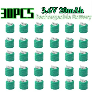 30PCS 3.6V 20mAH Ni-MH Rechargeable Battery With 2 Pins/Tabs For Meter Alarm New - Picture 1 of 3