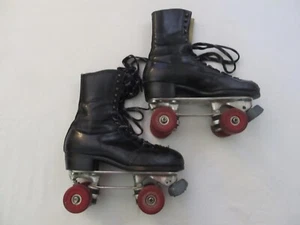Vintage Bauer Leather Black Cleveland Citation Roller Skates Size 8 Adult - Picture 1 of 8