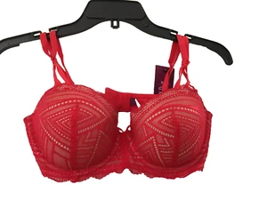 NWT Adored by Adore Me Bra Tessa Contour Red Lace-Overlay Geometric size 36B - Picture 1 of 2