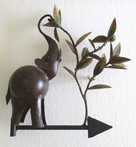 Vintage old Elephant and tree weather vane , Weathervane . Detailed - Picture 1 of 8
