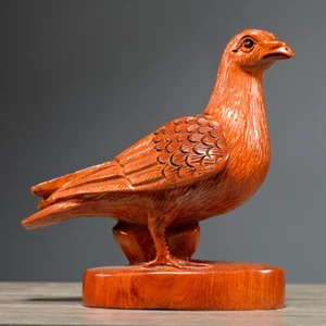 Rosewood Hand Carved Pigeon Peace Dove Statue Bird Sculpture Figurine Decor - Picture 1 of 3