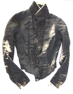 1800er viktorianisch edwardianisch Damen schwarz Perlen Korsett Mieder Typ Shirt Small - Bild 1 von 7