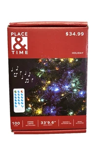 Christmas String Lights Decoration 100 Count 33'9.6" Remote Music Activated NOB - Picture 1 of 9