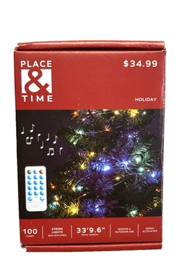 Christmas String Lights Decoration 100 Count 33'9.6" Remote Music Activated NOB - Image 1 of 4