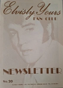 Elvis Presley - Elvisly Yours - Fan Club Newsletter - No. 20 A5 Size 1989 - Imagen 1 de 5