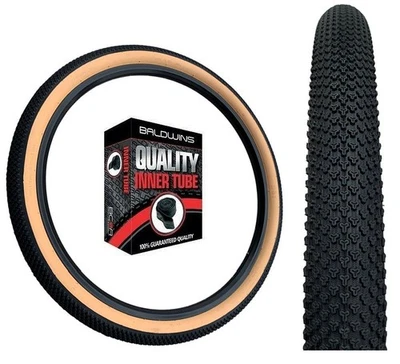 Baldys 26 x 2.10 Mountain Bike Tan Wall TYRE & TUBE Off Road Knobby Tread - Image 1 of 4