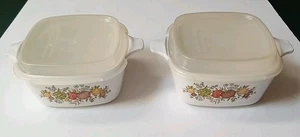 2 Vintage Corning Ware Spice of Life P-43-B 2-3/4 Cup Casseroles w/Plastic Lids - Picture 1 of 12
