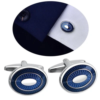 Gemelos galvanizados estilo negocios forma ovalada tachuelas ropa Foto 1 de 4