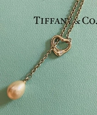 "Collar Tiffany & Co. Corazón Perla Lariat Peretti 5,6 gramos 18""" Foto 1 de 4
