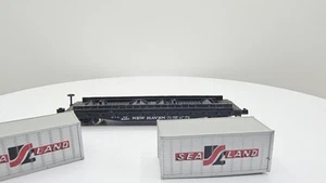 *LEGGI Bachmann Scala N 41' New Haven NH 84217 Ferrovia Flat Car con contenitori - Foto 1 di 8