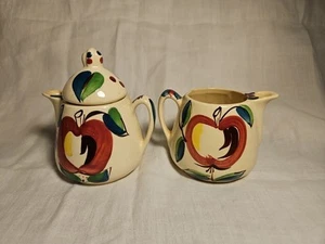 Purinton Pottery Slip Ware Apple Tea Pot with Lid and Creamer - Picture 1 of 9